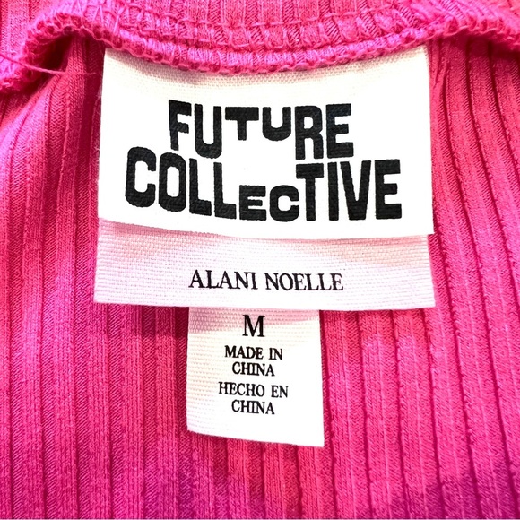 Future Collective Alani Noelle Pink Ribbed Midi Dress New With Tags Size Medium - Picture 4 of 5